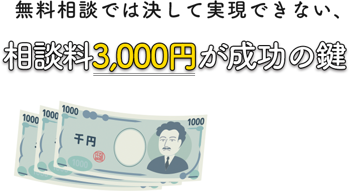 無料相談では決して実現できない、相談料1万円が成功の鍵